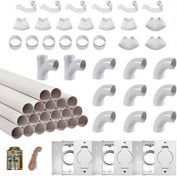 Install Kit for Central Vacuum Includes 48 ft Pipe - Compatible for Nutone, Beam, Eureka, Vacuflo, Vacumaid, Hayden, Broan, Electrolux, Honeywell, Canavac, Riccar, Cyclovac