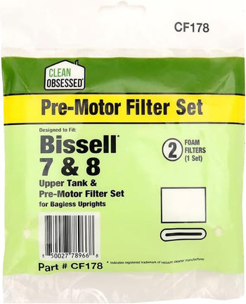 Clean Obsessed Replacement Filter Designed To Fit Bissell Style 7, Style 8 & Style 14 - Includes 1 set of Foam Filters for Bagless Uprights