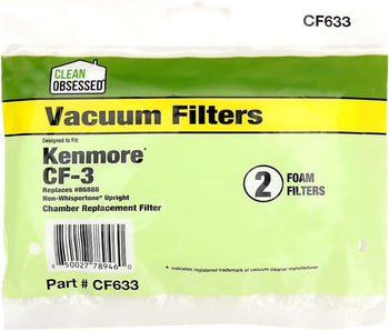 Clean Obsessed Replacement Filter for Kenmore CF-3, Replaces OEM # 86888, Fits Non-Whispertone Upright, Includes TWO Chamber Replacement Filter