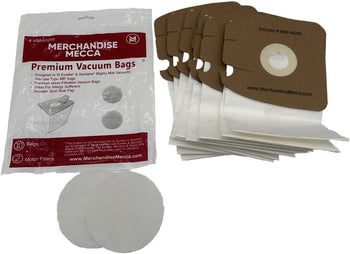 Replacement Vacuum Paper Bags made to fit Eureka Style MM Mighty Mite 3670 and 3680 Series Canisters 10 Bags, 2 Motor Filters Included