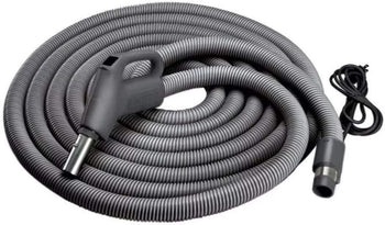 Broan NuTone by Drainvac 30FT Central Vacuum Hose for Electric Powerhead Brush – Crushproof Kink-Resistant Hose and 3-Position On/Off Switch – Fits Most Inlets – Dark Grey