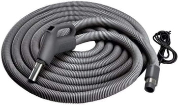 Broan NuTone by Drainvac 30FT Central Vacuum Hose for Electric Powerhead Brush – Crushproof Kink-Resistant Hose and 3-Position On/Off Switch – Fits Most Inlets – Dark Grey