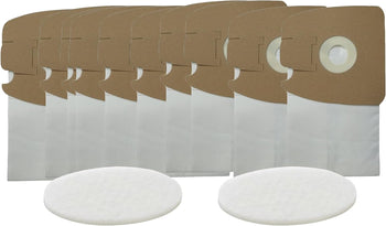 Replacement Vacuum Paper Bags made to fit Eureka Style MM Mighty Mite 3670 and 3680 Series Canisters 10 Bags, 2 Motor Filters Included