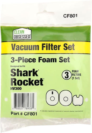 Clean Obsessed Replacement Filter Set For Shark Rocket HV300, includes 1 Set of Foam Filters, OEM # XFFV300