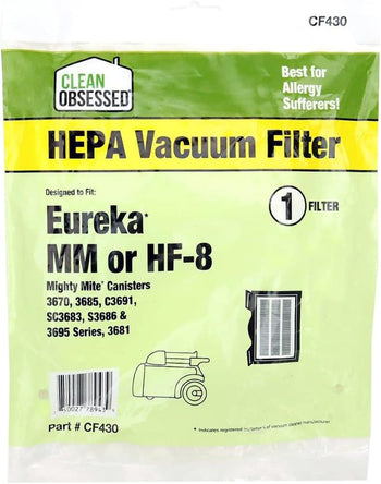 Clean Obsessed Replacement Filter for Eureka Mighty Mite Canisters Models 3670, 3685, C3691, SC3683, S3686, 36595 & 3681 - HF-8