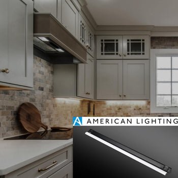 American Lighting UCR-5CCT-32-BK - Under Cabinet Lighting 32 inch LED Black Fixture Courant with Two Receptacles - Adjustable Color Temperature - 120V AC - Ideal for Kichens (2 Pack)