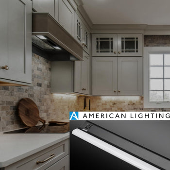 American Lighting UCR-5CCT-24-BK - Under Cabinet Lighting 24 Inch LED Black Fixture Courant with Two Receptacles - Adjustable Color Temperature - 120V AC - Ideal for Kichens