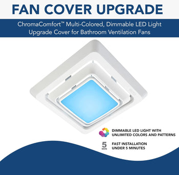 Broan-NuTone FG600RGBS Customizable Color Changing LED Cover/Grille for Bathroom Fans, Easy DIY Install, Smart Phone App, Bright White