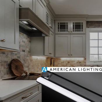 American Lighting 18-Inch LED Courant Undercabinet Light with Two Receptacles, 5CCT, Black Finish, 120V AC, 12W, 720 Lumens, CRI 90, 15 Amp, Ideal for Kitchen, Workspace, Retail Display, Under Shelve