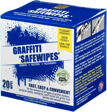 Graffiti Safewipes For Removing Graffiti, Grease, Grime And Other Marks On Painted & Smooth Surfaces. 1 Box of 20 Wipes
