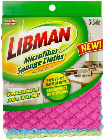Libman 2103 Microfiber Sponge Cloth with Microfiber and Sponge Layers