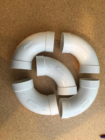 CENTRAL VACUUM 5 PACK 90 DEGREE SWEEP ELBOW PVC