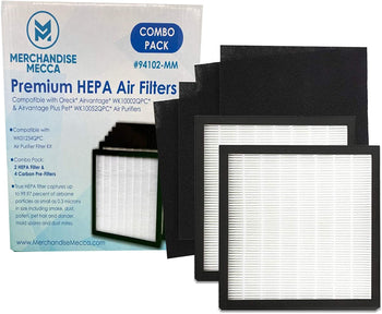 Merchandise Mecca Complete Replacement Filter Kit - 2 HEPA Filters & 4 Carbon Pre-Filters Compatible with Oreck WK01234QPC Fits Airvantage WK10002QPC / Airvantage Plus Pet WK10052QPC Air Purifiers
